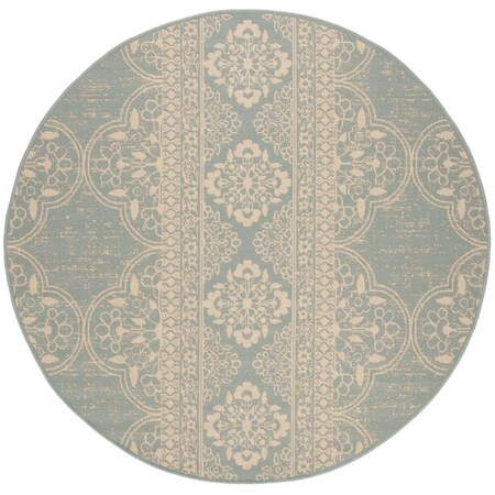 Safavieh 4 x 4 ft. Beach House Power Loomed Round Area Rug; Cream & Aqua BHS174L-4R